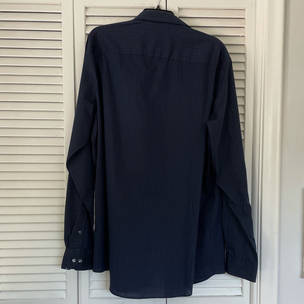 NWT Men’s Alfani Navy striped button down shirt size XL - Picture 2 of 8